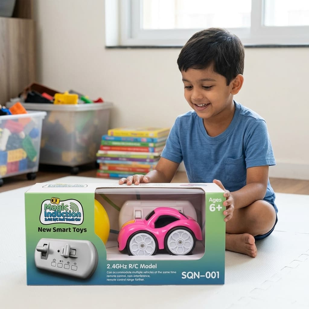 Magic Induction RC Rail Track Car Pink — Indian Playroom Lifestyle