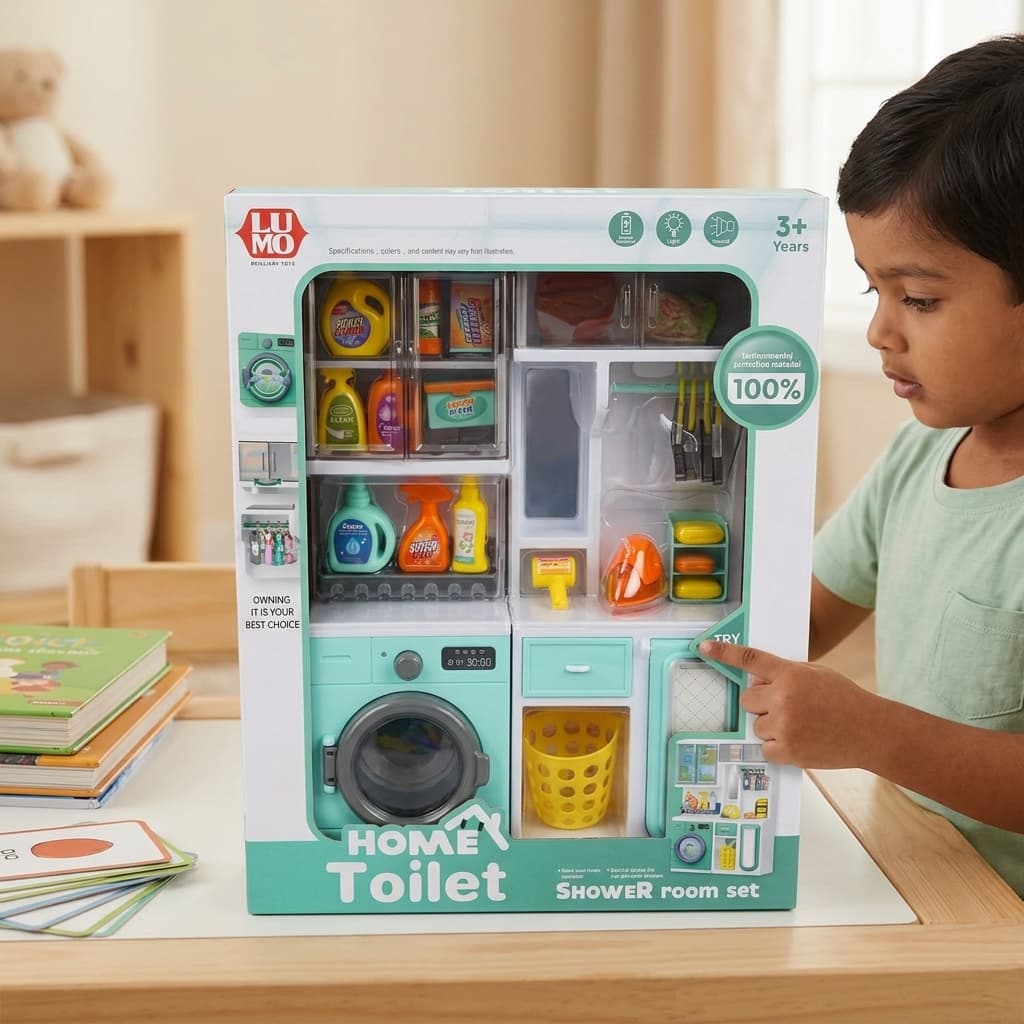 Lumo Home Toilet Shower Room Playset — Indian Playroom Lifestyle